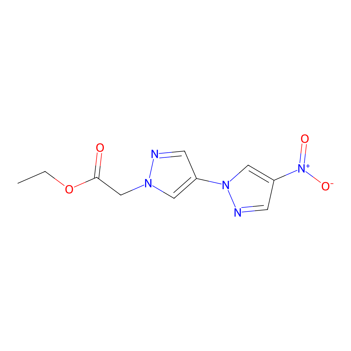 Ethyl (4-nitro-1'H-1,4'-bipyrazol-1'-yl)acetate molecular structure, CAS 2101197-55-9