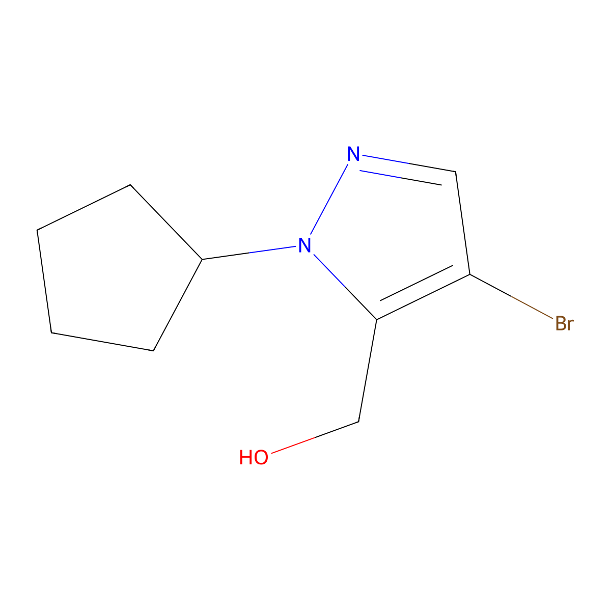 (4-Bromo-1-cyclopentyl-1H-pyrazol-5-yl)methanol molecular structure, CAS 2101197-56-0