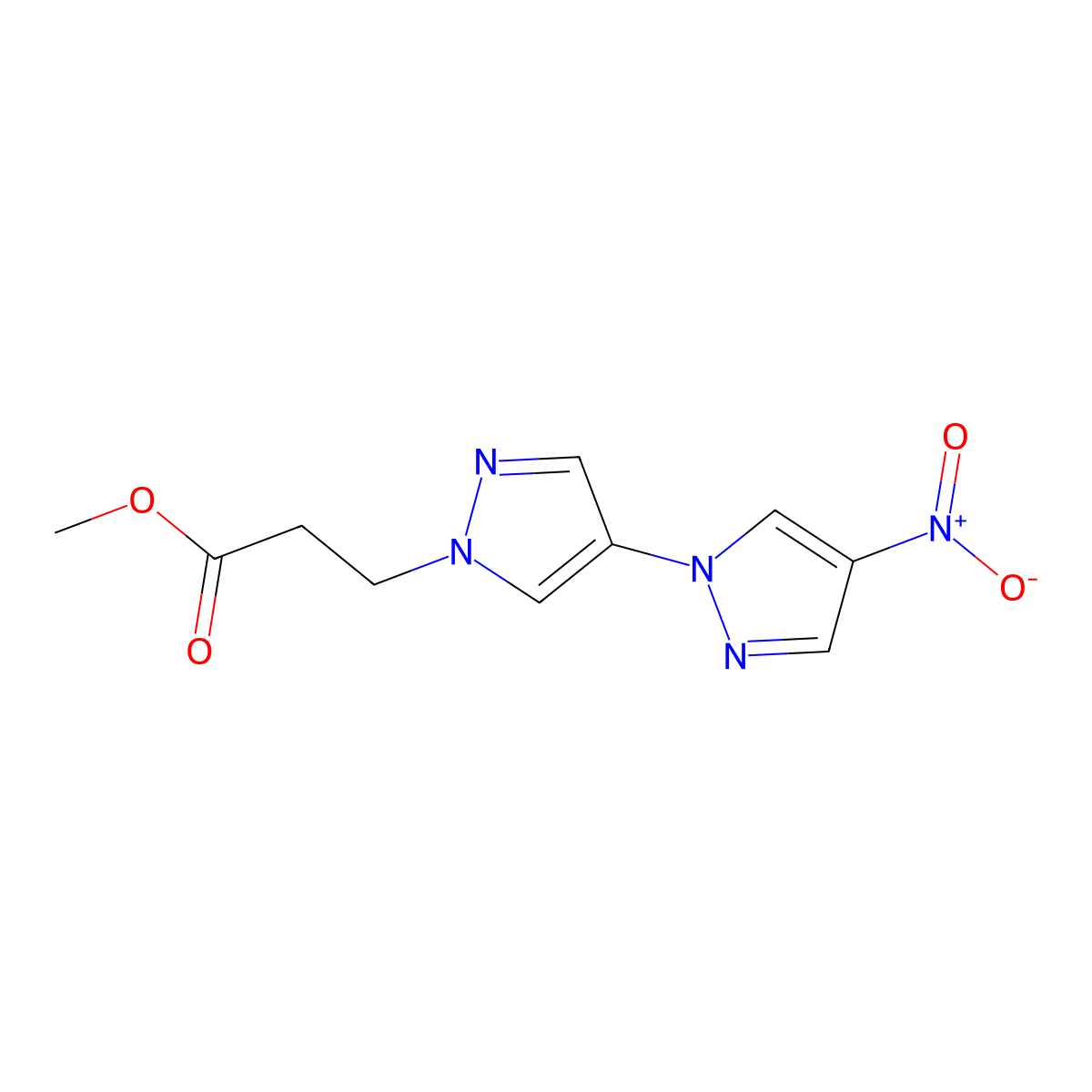 Methyl 3-(4-nitro-1'H-1,4'-bipyrazol-1'-yl)propanoate molecular structure, CAS 2101197-59-3