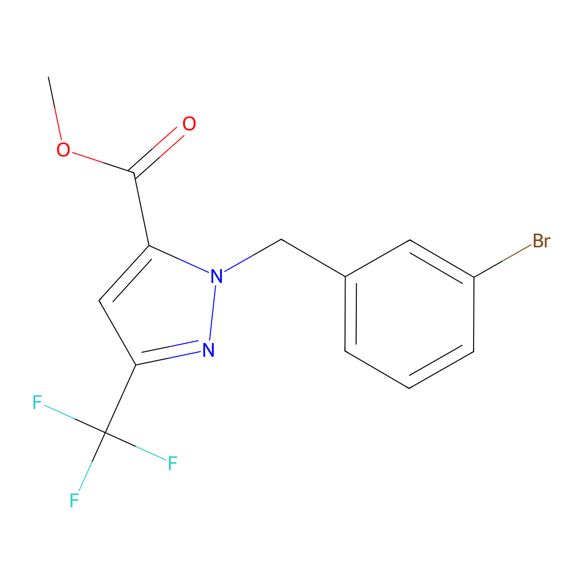 Methyl 1-(3-bromobenzyl)-3-(trifluoromethyl)-1H-pyrazole-5-carboxylate molecular structure, CAS 2101197-62-8