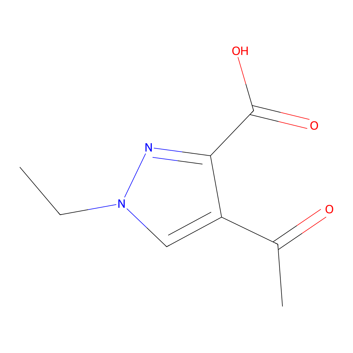 4-Acetyl-1-ethyl-1H-pyrazole-3-carboxylic acid molecular structure, CAS 2101197-64-0