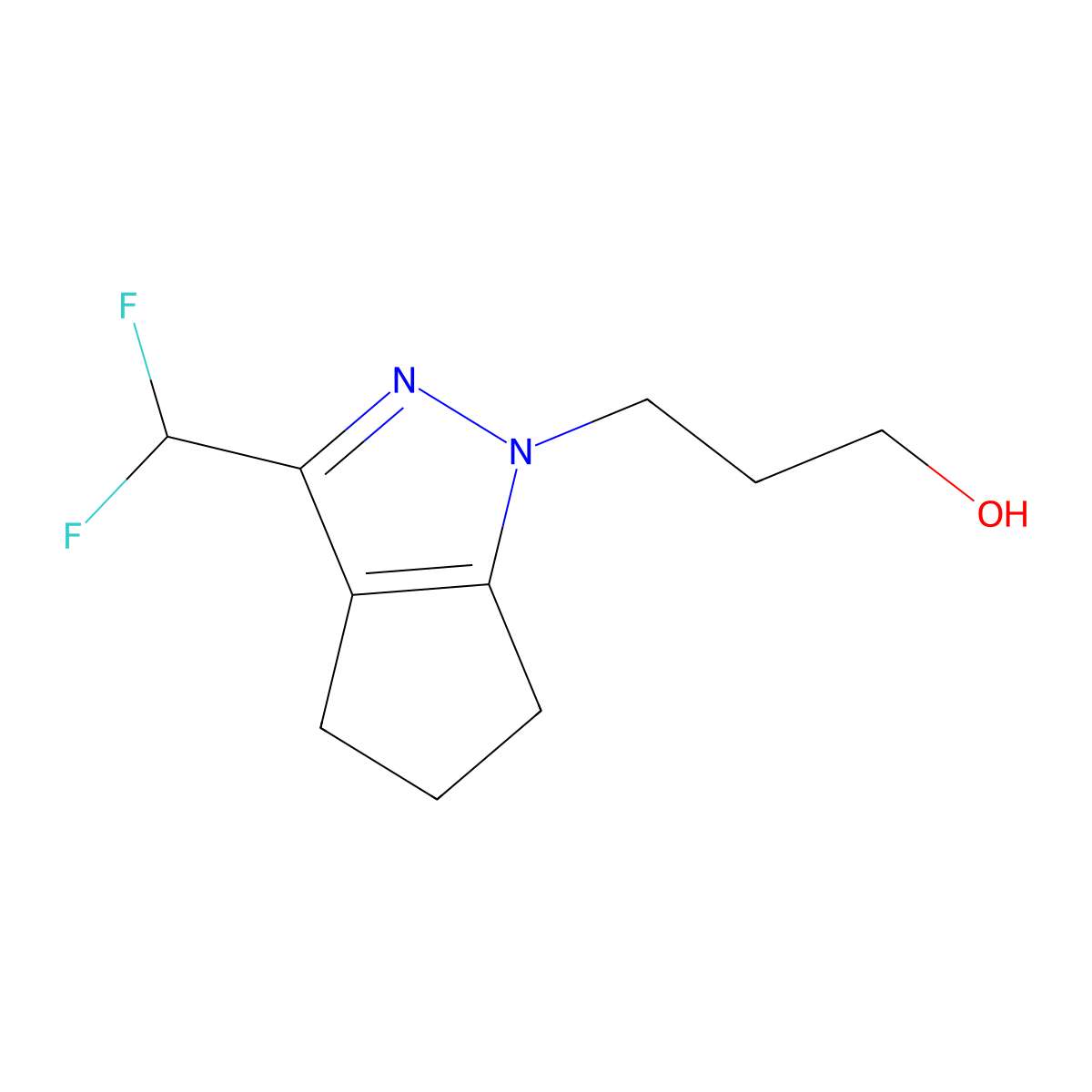 3-[3-(Difluoromethyl)-5,6-dihydrocyclopenta[c]pyrazol-1(4H)-yl]propan-1-ol molecular structure, CAS 2101197-71-9