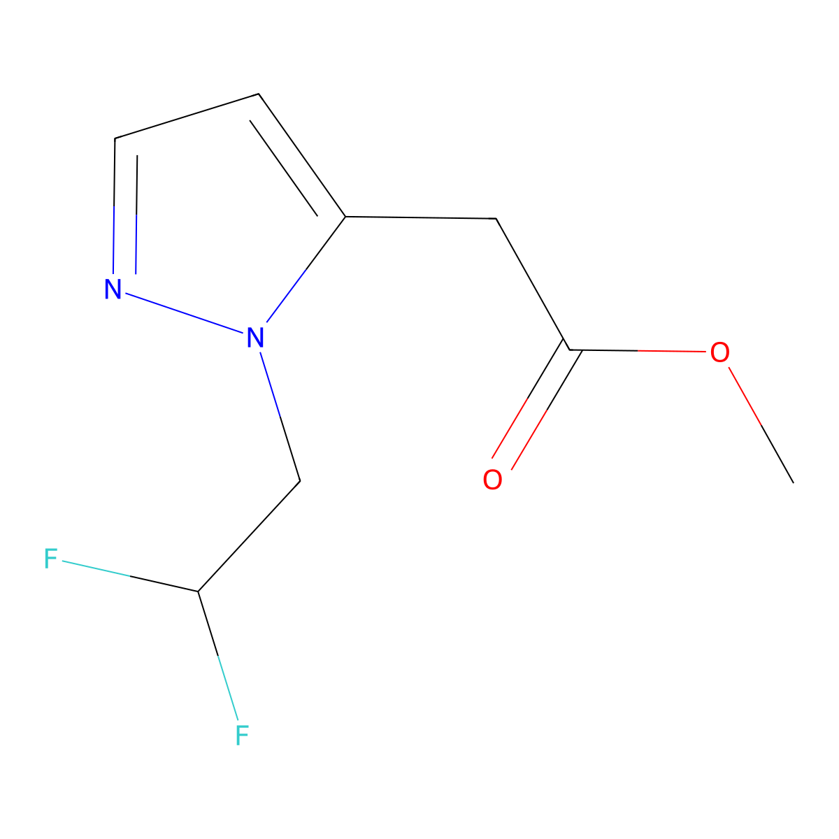 Methyl [1-(2,2-difluoroethyl)-1H-pyrazol-5-yl]acetate molecular structure, CAS 2101197-73-1