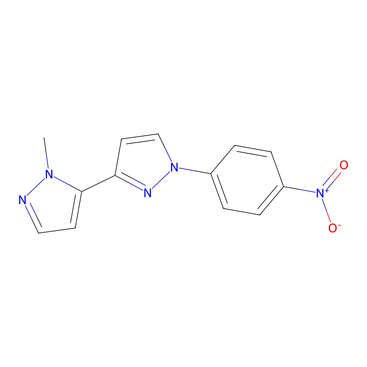 2'-Methyl-1-(4-nitrophenyl)-1H,2'H-3,3'-bipyrazole molecular structure, CAS 2101197-76-4