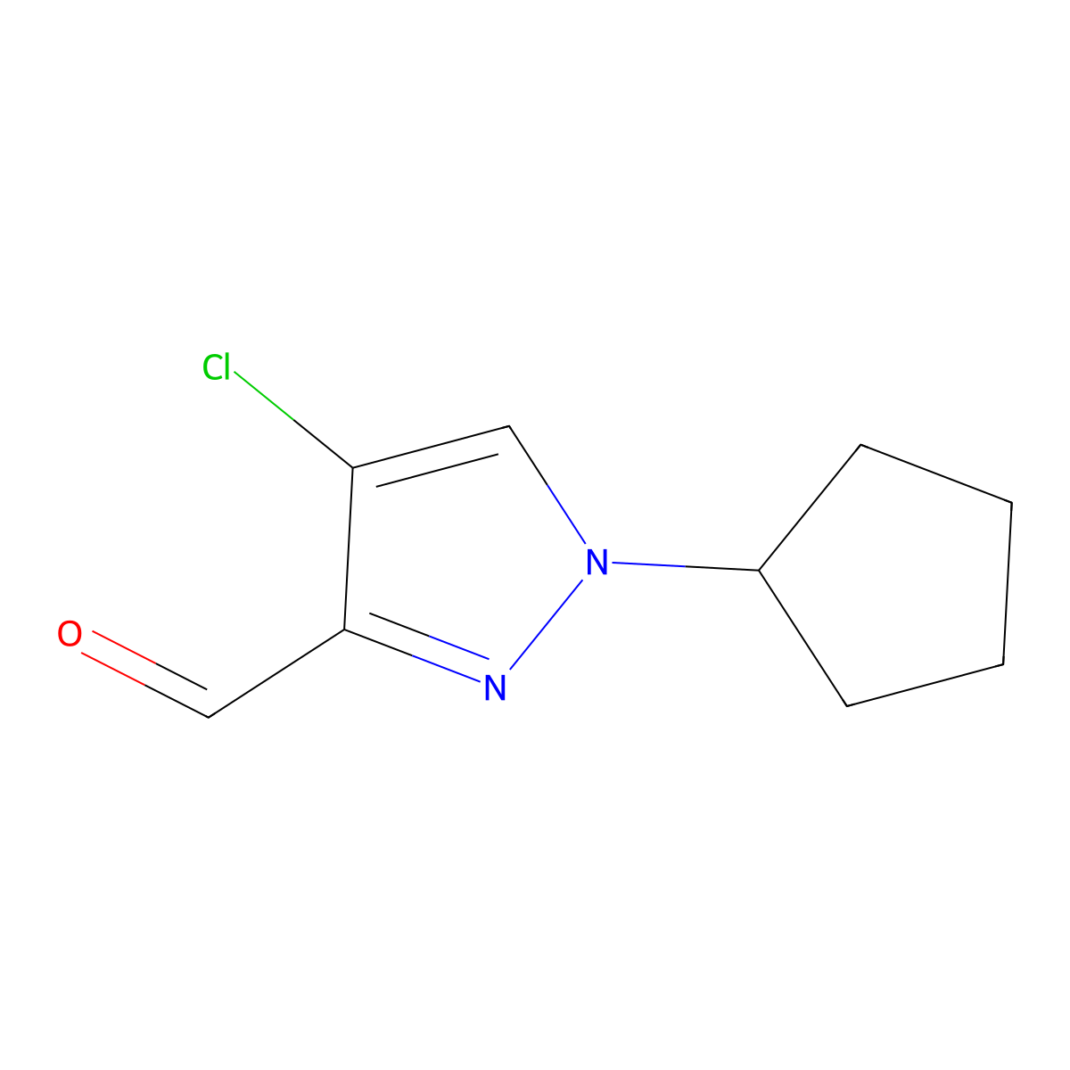 4-Chloro-1-cyclopentyl-1H-pyrazole-3-carbaldehyde molecular structure, CAS 2101197-80-0