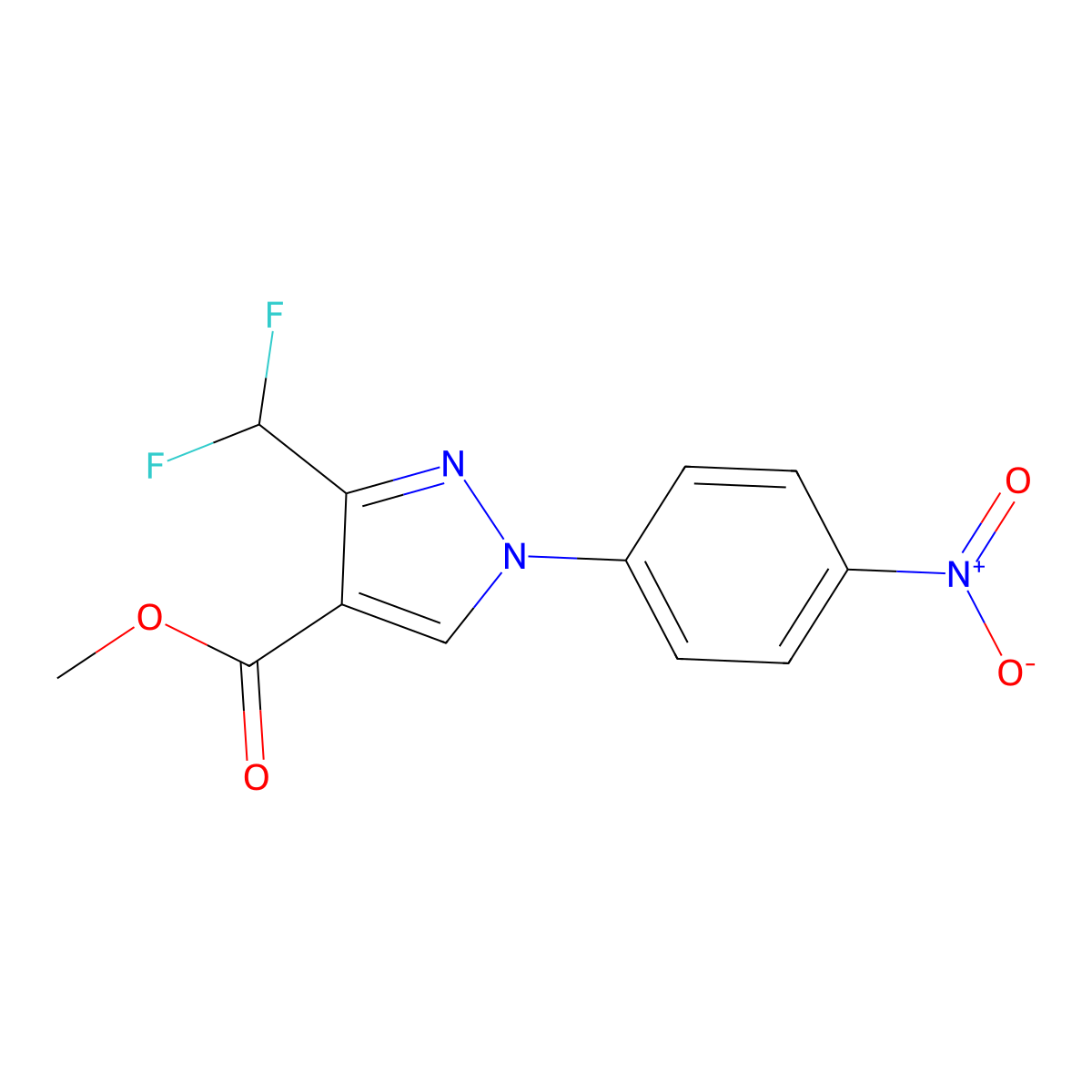 Methyl 3-(difluoromethyl)-1-(4-nitrophenyl)-1H-pyrazole-4-carboxylate molecular structure, CAS 2101197-86-6