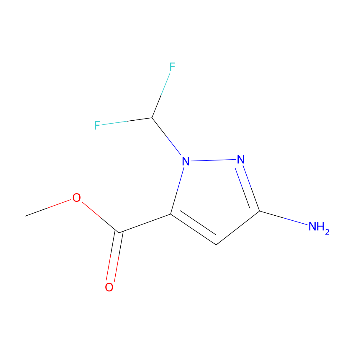 Methyl 3-amino-1-(difluoromethyl)-1H-pyrazole-5-carboxylate molecular structure, CAS 2101197-87-7