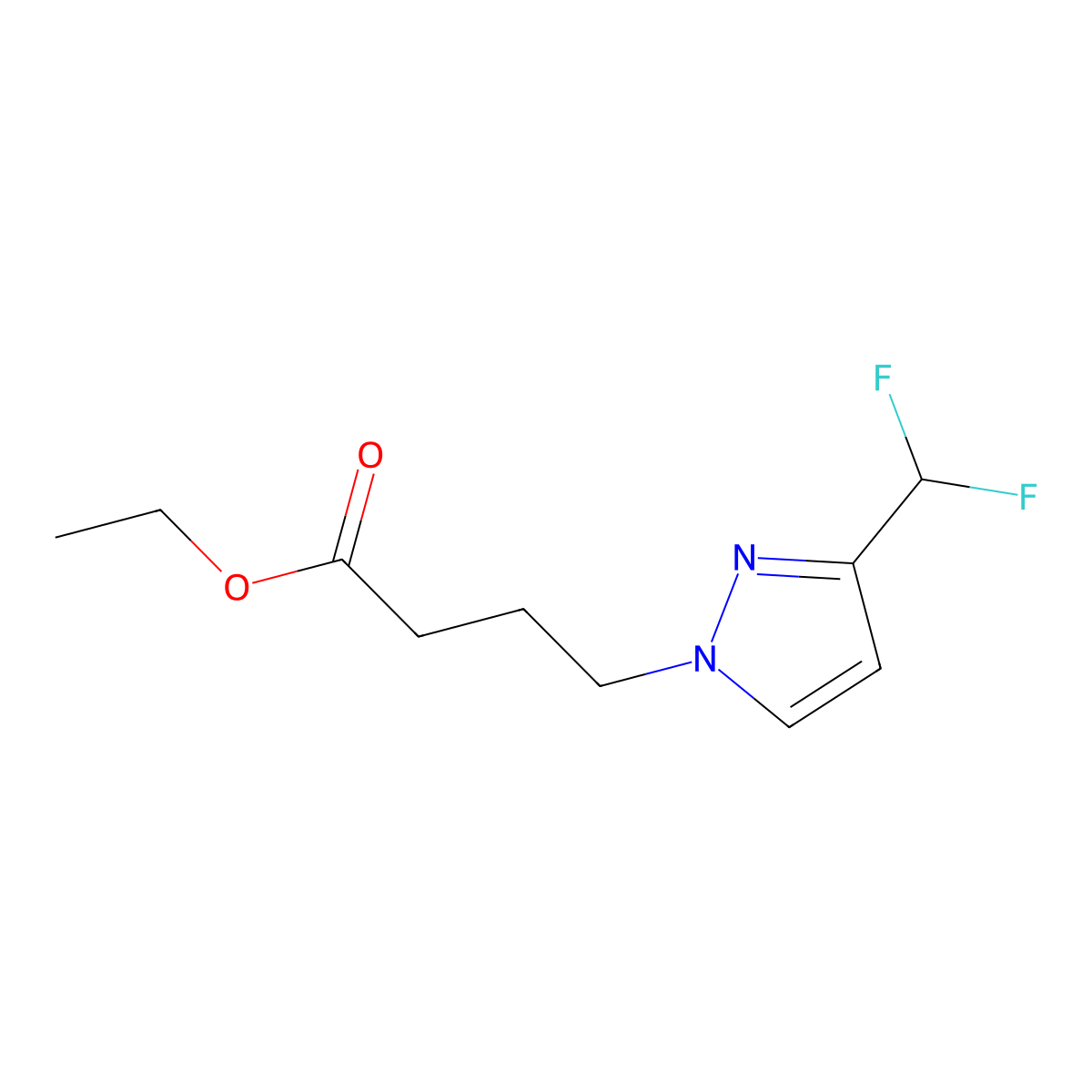 Ethyl 4-[3-(difluoromethyl)-1H-pyrazol-1-yl]butanoate molecular structure, CAS 2101197-97-9