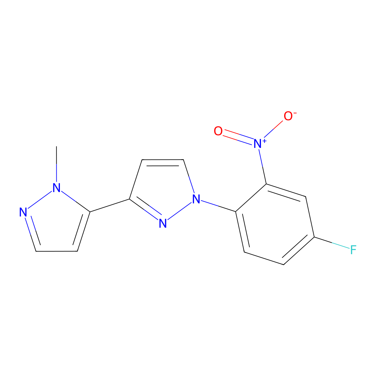 1-(4-Fluoro-2-nitrophenyl)-2'-methyl-1H,2'H-3,3'-bipyrazole molecular structure, CAS 2101198-01-8