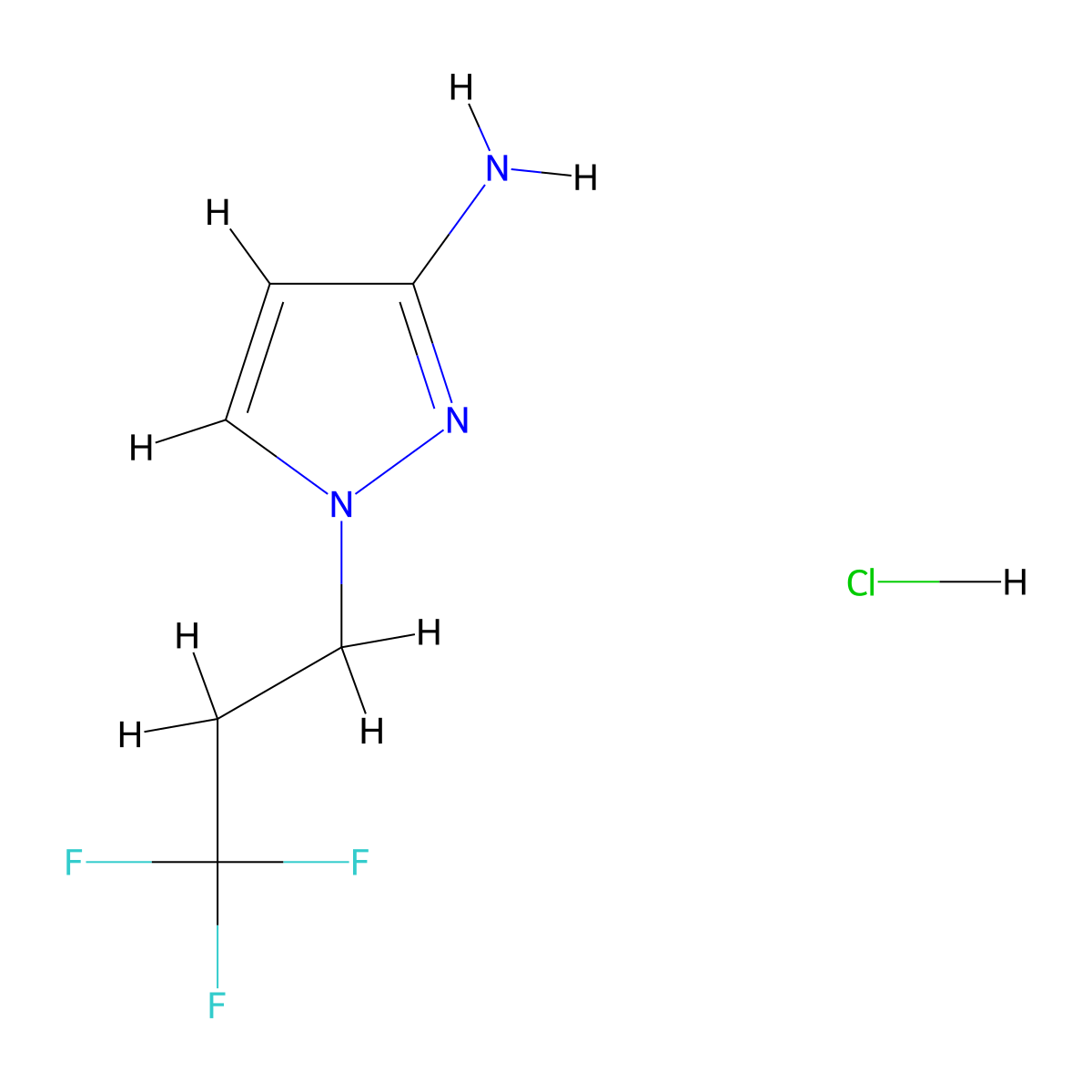 1-(3,3,3-Trifluoropropyl)pyrazol-3-amine;hydrochloride molecular structure, CAS 2101198-11-0