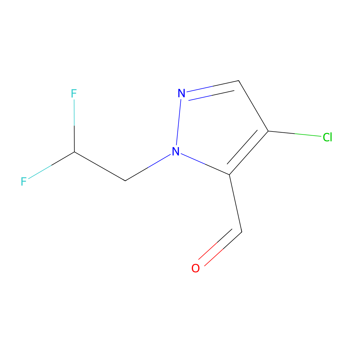 4-Chloro-1-(2,2-difluoroethyl)-1H-pyrazole-5-carbaldehyde molecular structure, CAS 2101199-02-2