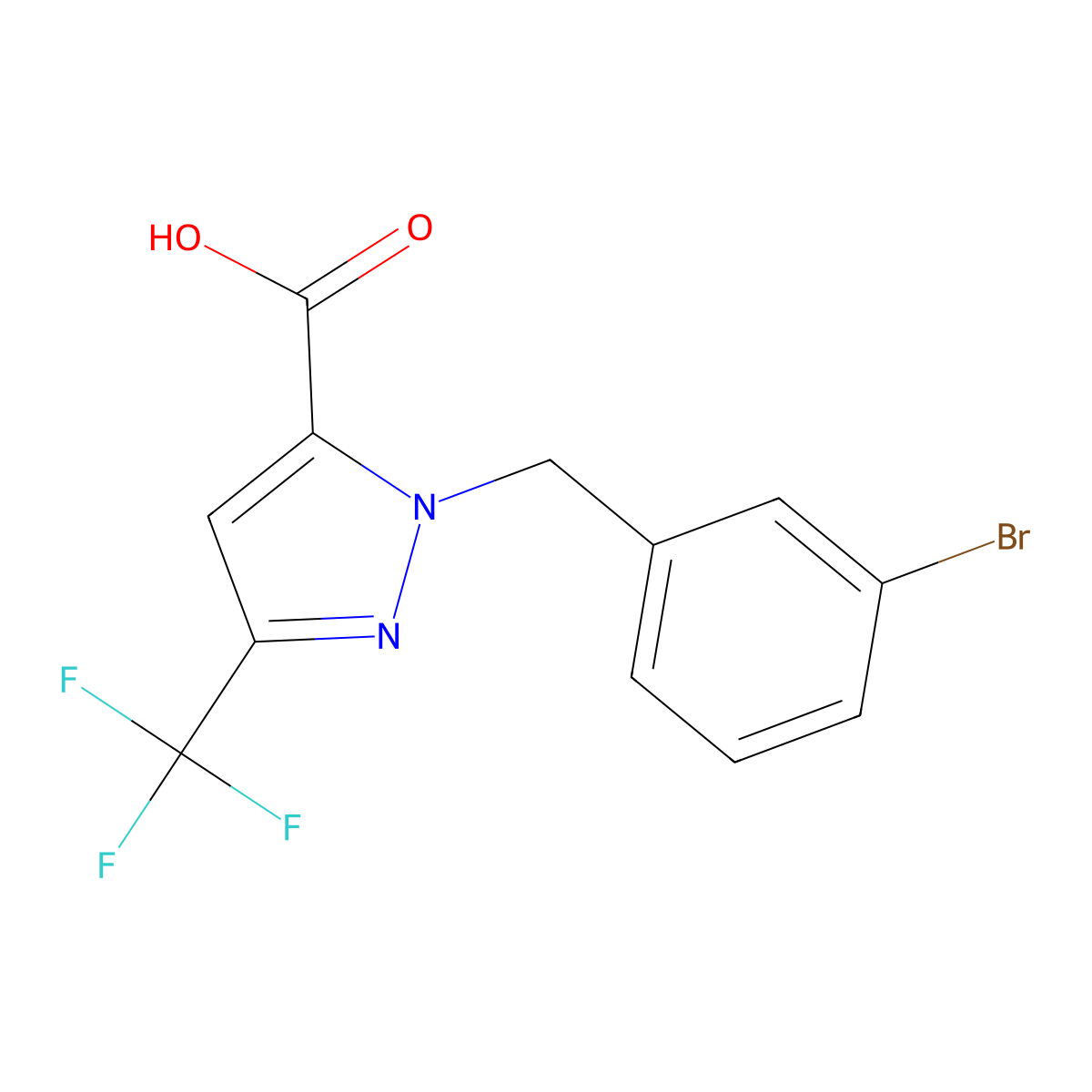 1-(3-Bromobenzyl)-3-(trifluoromethyl)-1H-pyrazole-5-carboxylic acid molecular structure, CAS 2101199-20-4