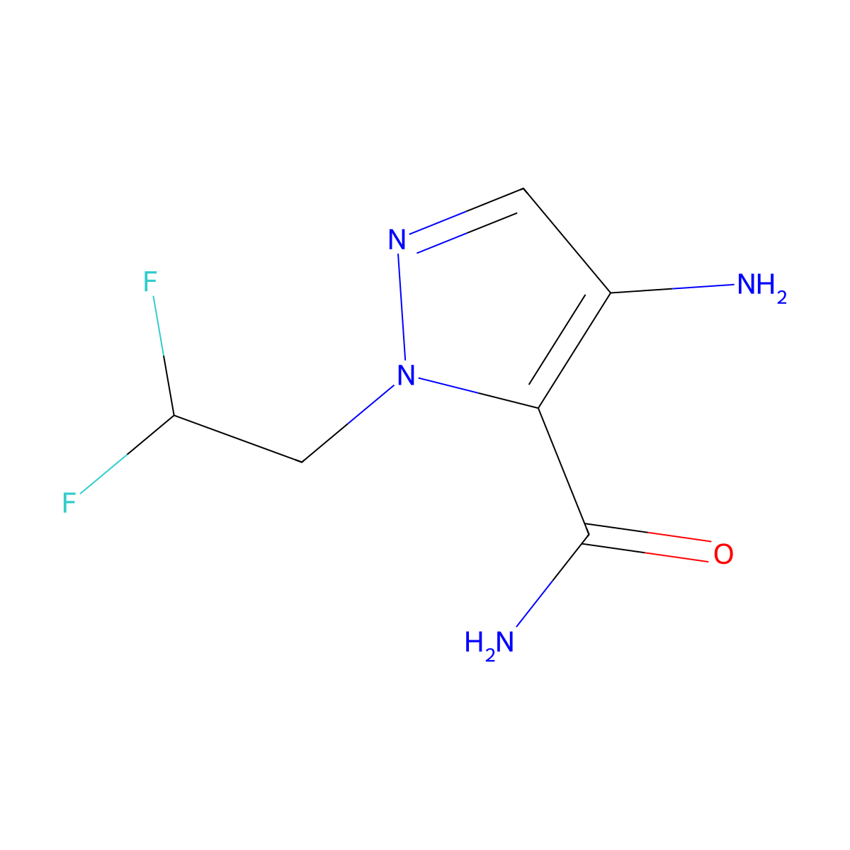 4-Amino-1-(2,2-difluoroethyl)-1H-pyrazole-5-carboxamide molecular structure, CAS 2101199-46-4