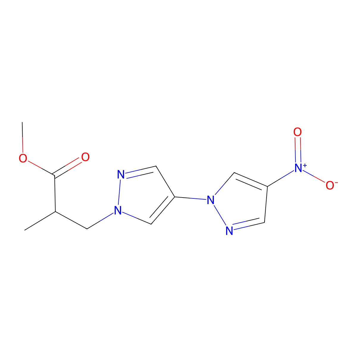 Methyl 2-methyl-3-(4-nitro-1'H-1,4'-bipyrazol-1'-yl)propanoate molecular structure, CAS 2101199-83-9