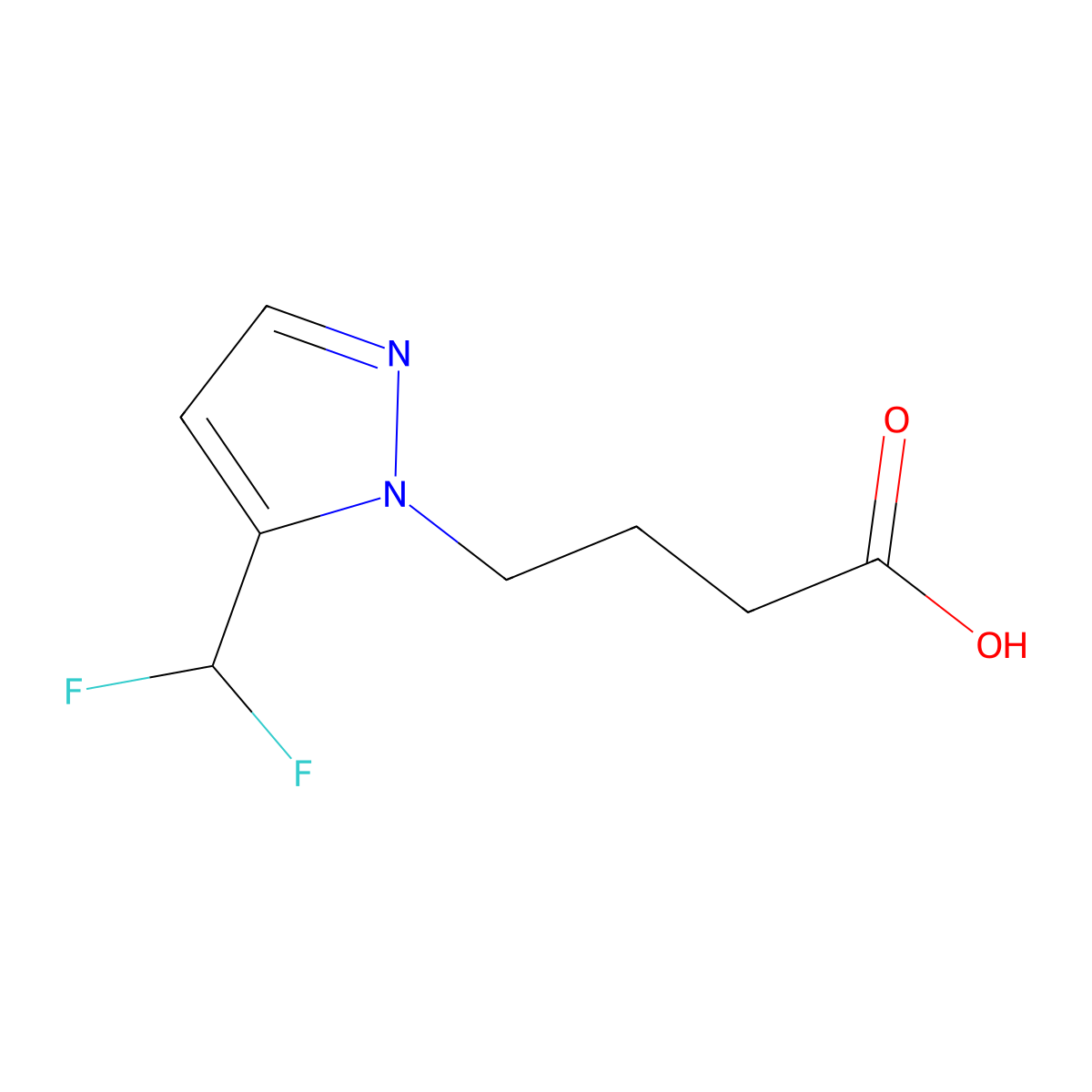 4-[5-(Difluoromethyl)-1H-pyrazol-1-yl]butanoic acid molecular structure, CAS 2101199-90-8