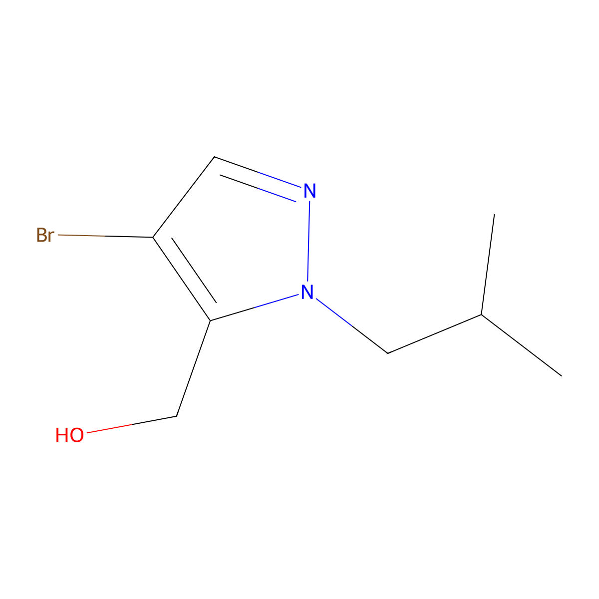 (4-Bromo-1-isobutyl-1H-pyrazol-5-yl)methanol molecular structure, CAS 2101201-03-8