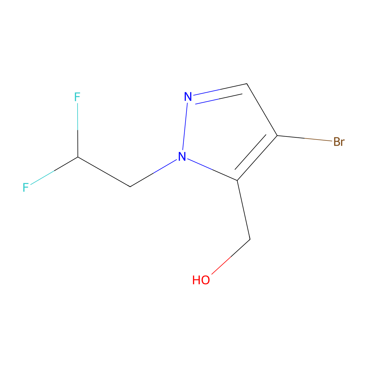 [4-Bromo-1-(2,2-difluoroethyl)-1H-pyrazol-5-yl]methanol molecular structure, CAS 2101201-06-1