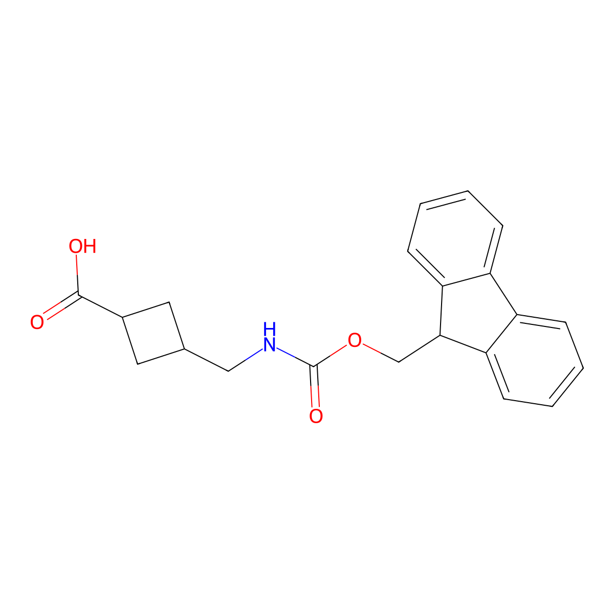 cis-3-[(9H-fluoren-9-ylmethoxycarbonylamino)methyl]cyclobutanecarboxylic acid molecular structure, CAS 2101202-54-2