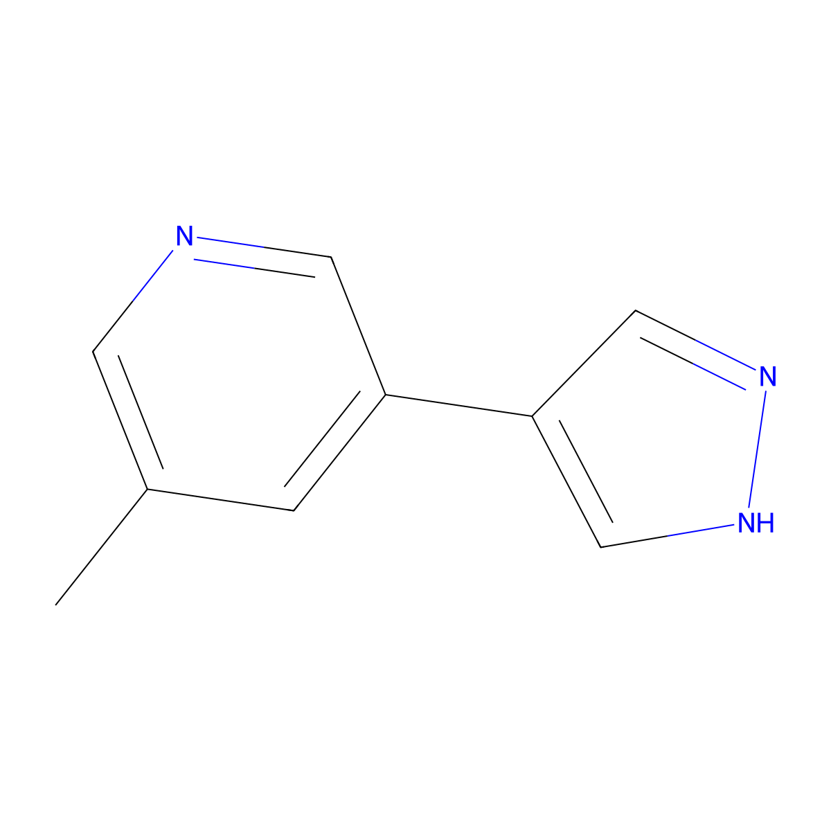 3-methyl-5-(1H-pyrazol-4-yl)pyridine molecular structure, CAS 2101202-72-4