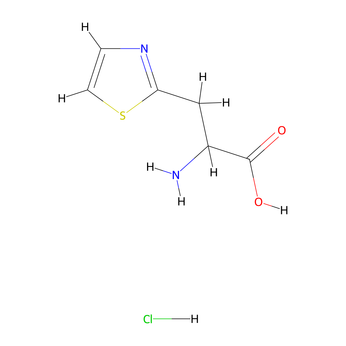 2-Amino-3-(thiazol-2-yl)propanoic acid hydrochloride molecular structure, CAS 2101206-11-3