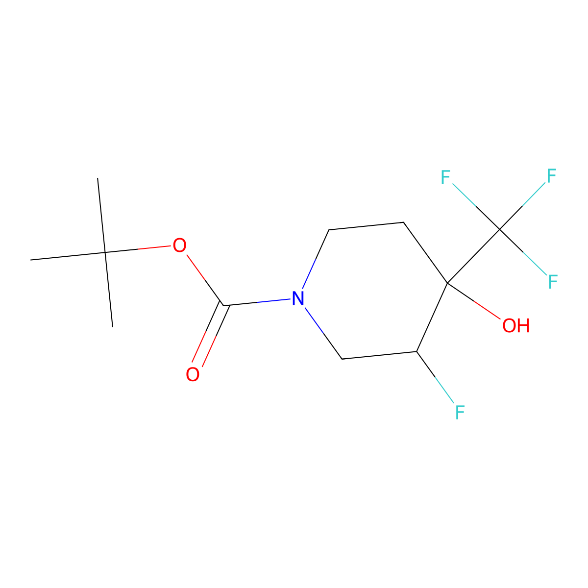 Tert-butyl 3-fluoro-4-hydroxy-4-(trifluoromethyl)piperidine-1-carboxylate molecular structure, CAS 2101206-18-0