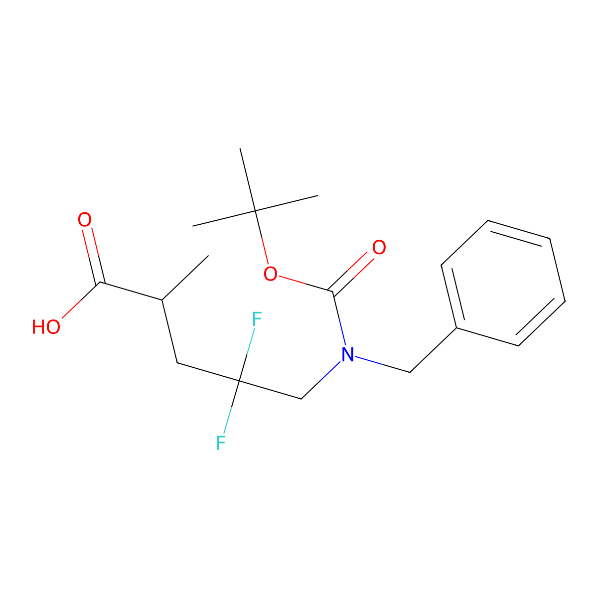 5-(Benzyl(tert-butoxycarbonyl)amino)-4,4-difluoro-2-methylpentanoic acid molecular structure, CAS 2101206-20-4
