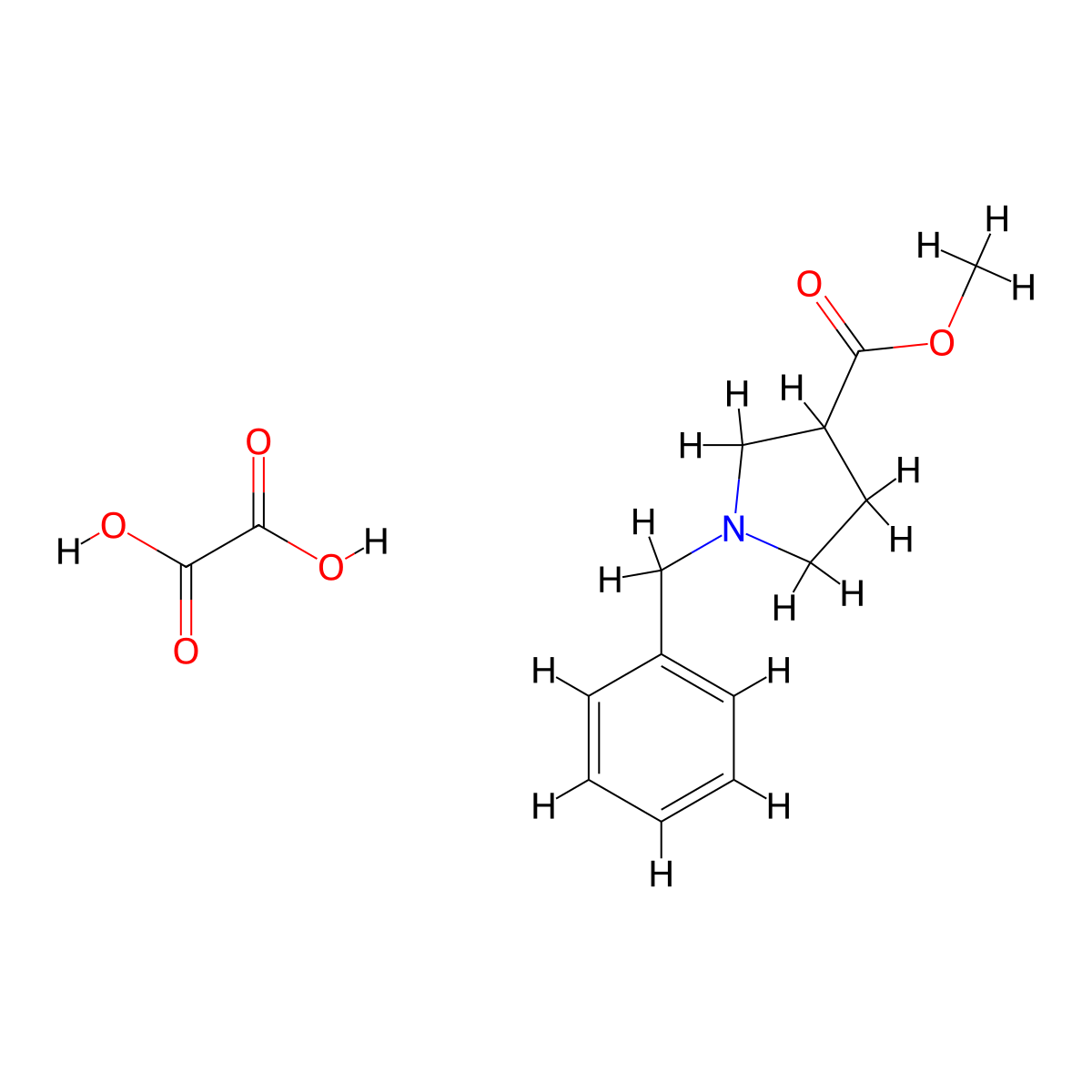 Methyl 1-benzylpyrrolidine-3-carboxylate oxalate molecular structure, CAS 2101206-24-8