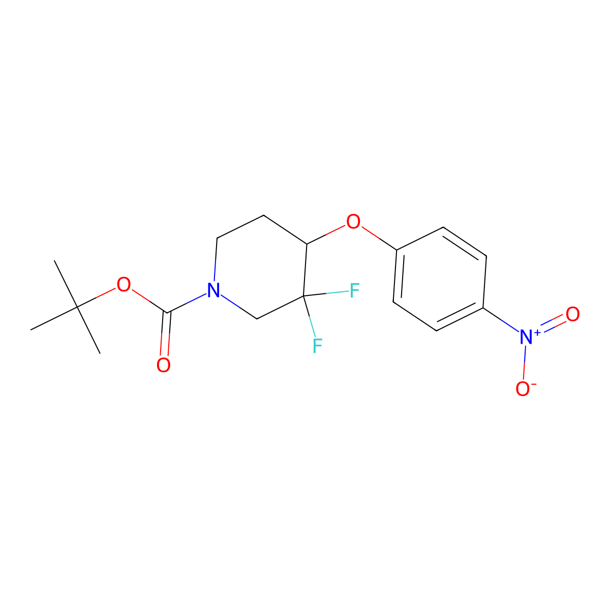 Tert-butyl 3,3-difluoro-4-(4-nitrophenoxy)piperidine-1-carboxylate molecular structure, CAS 2101206-39-5