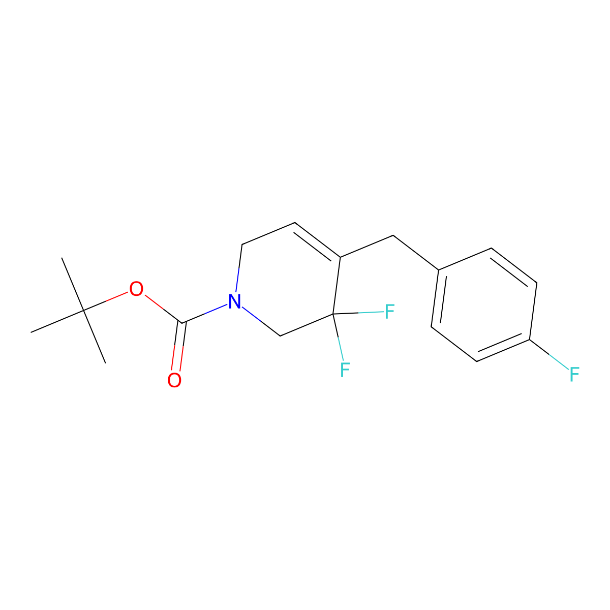 tert-butyl 5,5-Difluoro-4-(4-fluorobenzyl)-5,6-dihydropyridine-1(2H)-carboxylate molecular structure, CAS 2101206-53-3
