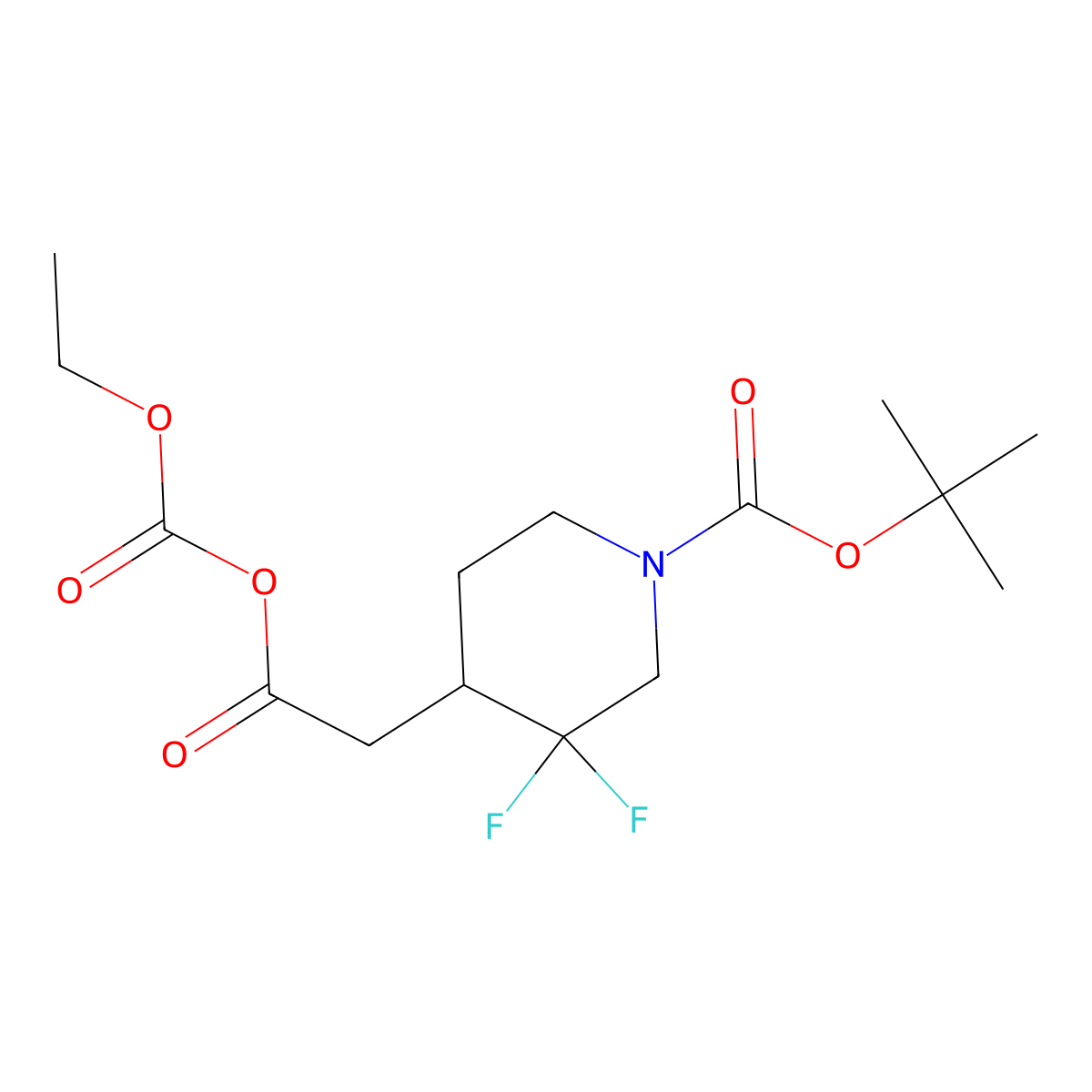 2-(1-(tert-Butoxycarbonyl)-3,3-difluoropiperidin-4-yl)acetic (ethyl carbonic) anhydride molecular structure, CAS 2101206-54-4