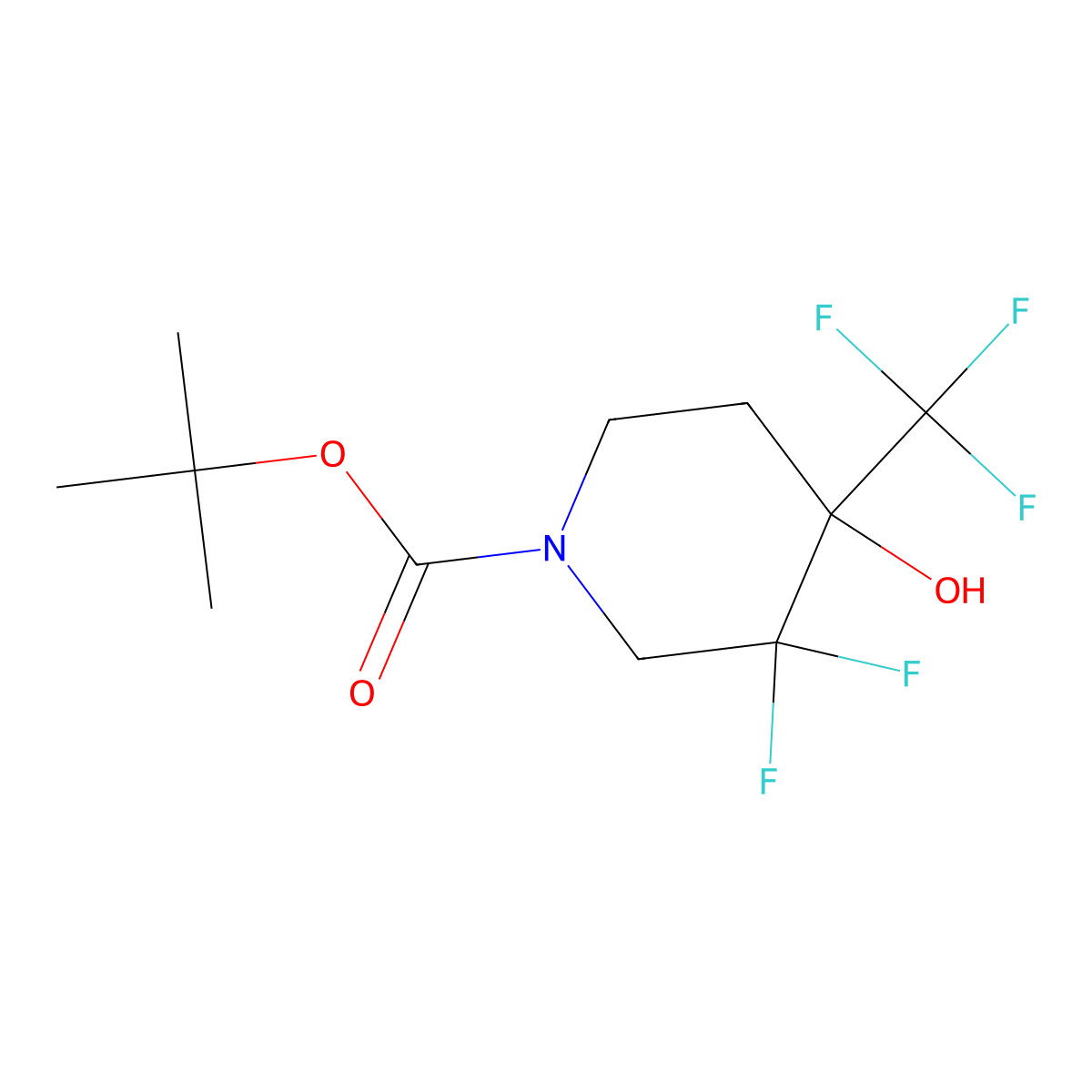 Tert-butyl 3,3-difluoro-4-hydroxy-4-(trifluoromethyl)piperidine-1-carboxylate molecular structure, CAS 2101206-79-3