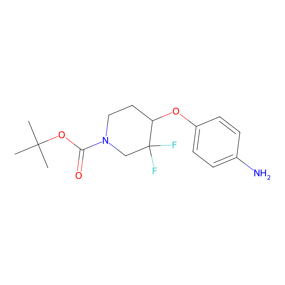 Tert-butyl 4-(4-aminophenoxy)-3,3-difluoropiperidine-1-carboxylate molecular structure, CAS 2101206-82-8