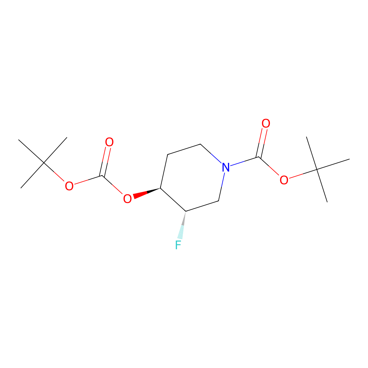 Trans-tert-butyl 4-(tert-butoxycarbonyloxy)-3-fluoropiperidine-1-carboxylate molecular structure, CAS 2101206-83-9