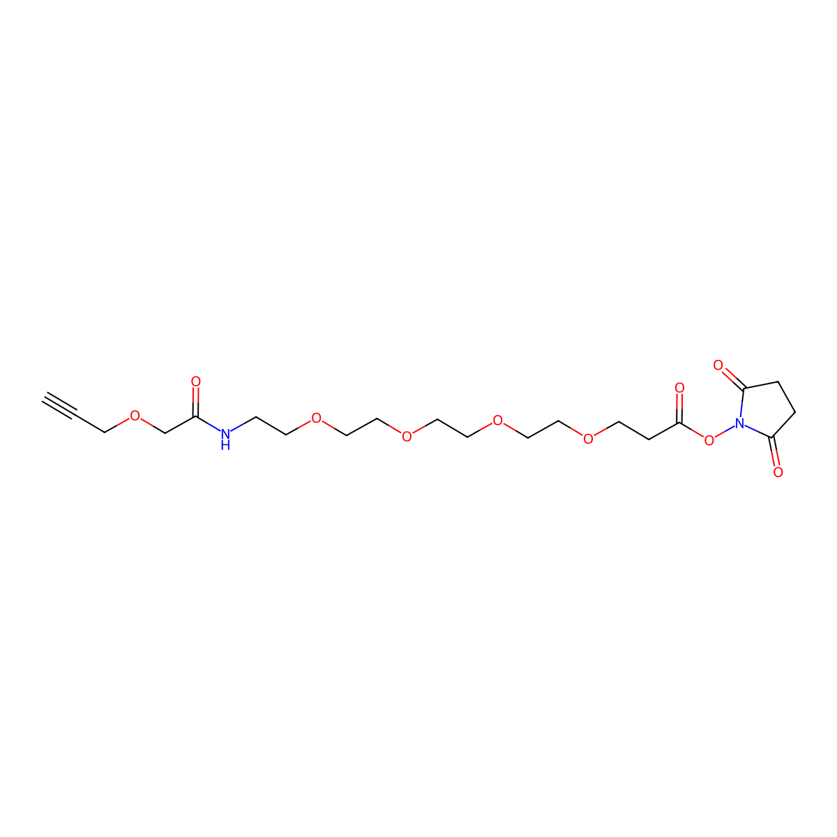 Propargyl-O-C1-amido-PEG4-C2-NHS ester molecular structure, CAS 2101206-92-0