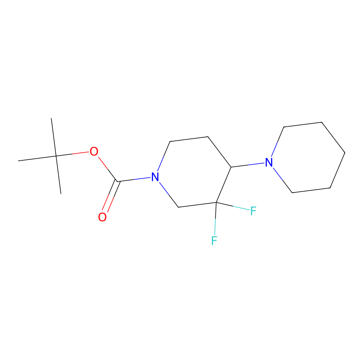 tert-Butyl 3',3'-difluoro-[1,4'-bipiperidine]-1'-carboxylate molecular structure, CAS 2101206-97-5