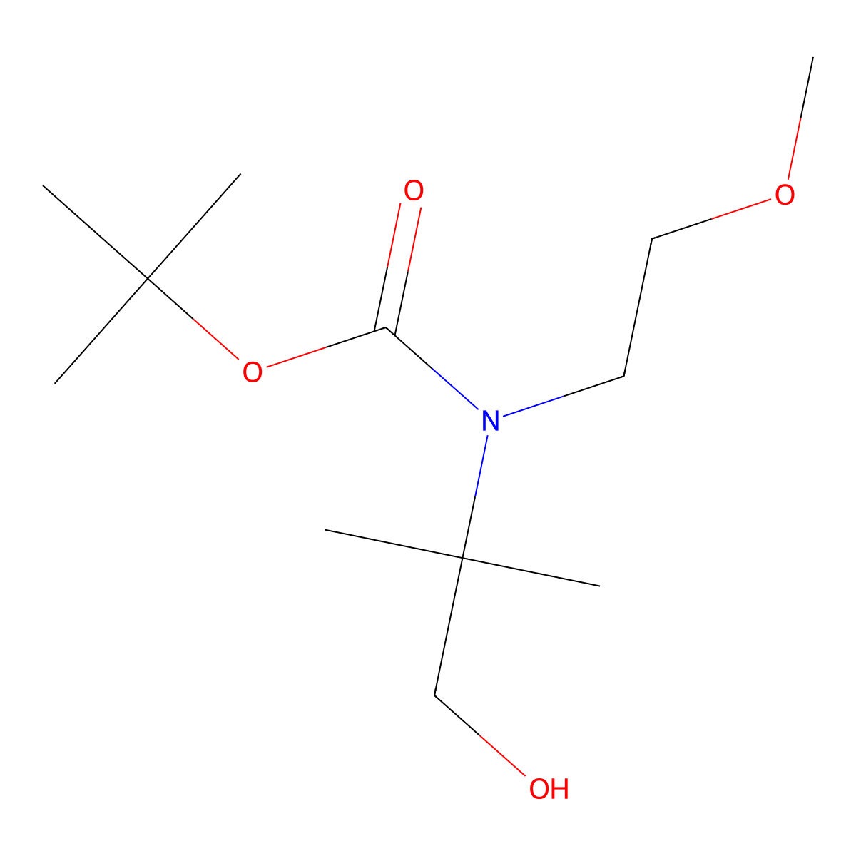 tert-butyl N-(1-hydroxy-2-methylpropan-2-yl)-N-(2-methoxyethyl)carbamate molecular structure, CAS 2101219-93-4