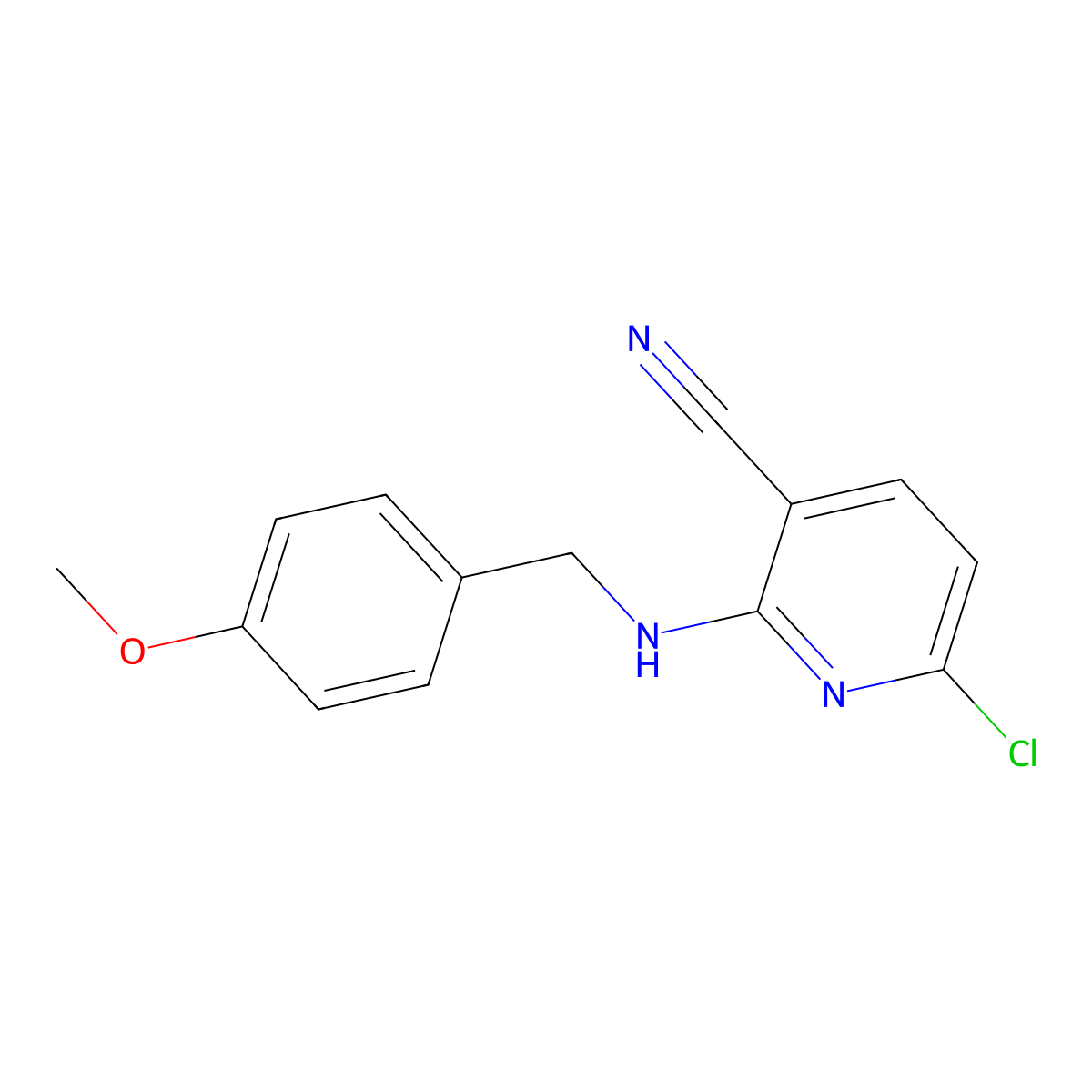 6-Chloro-2-[[(4-methoxyphenyl)methyl]amino]-3-pyridinecarbonitrile molecular structure, CAS 2101225-62-9