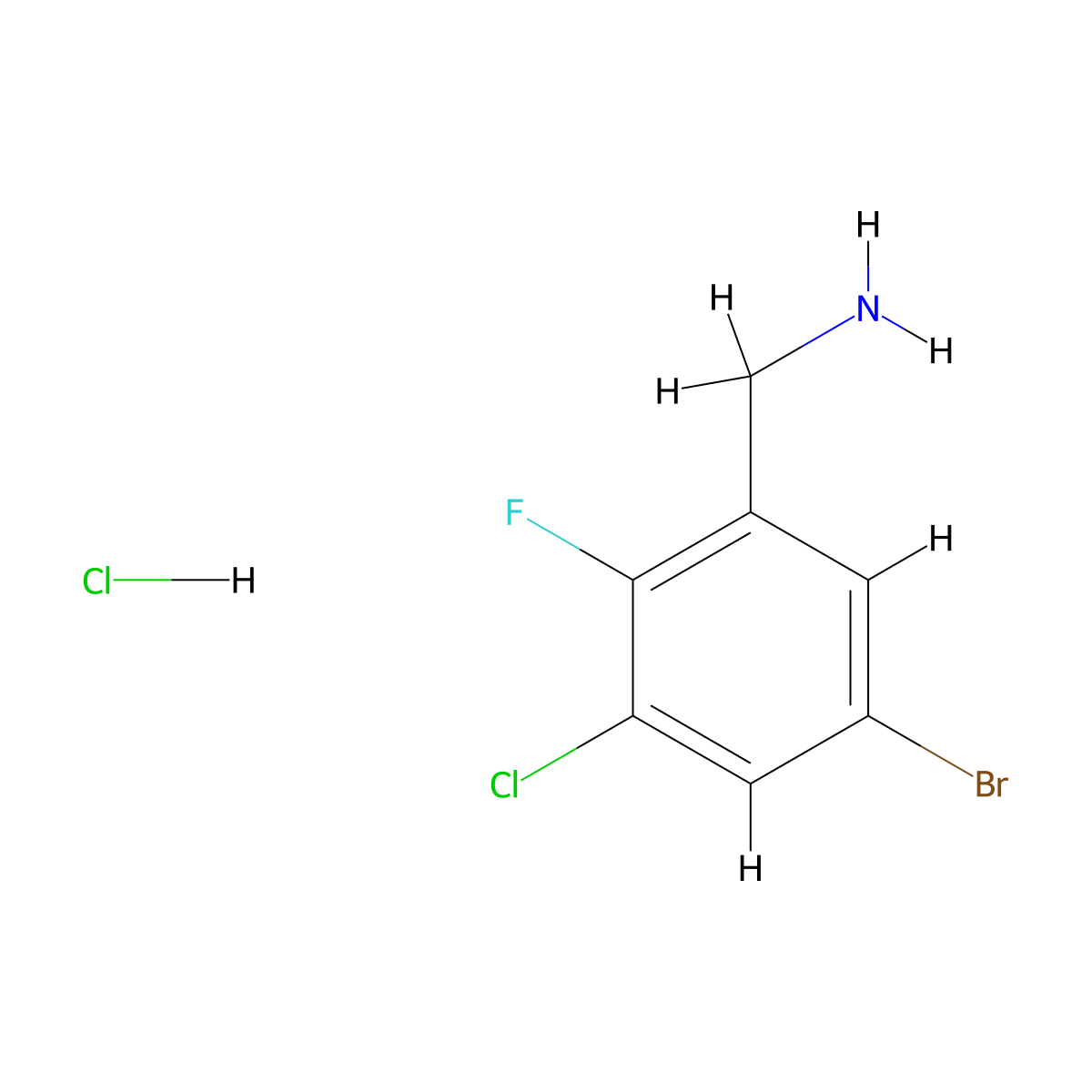 (5-Bromo-3-chloro-2-fluorophenyl)methanamine hydrochloride molecular structure, CAS 2101225-63-0