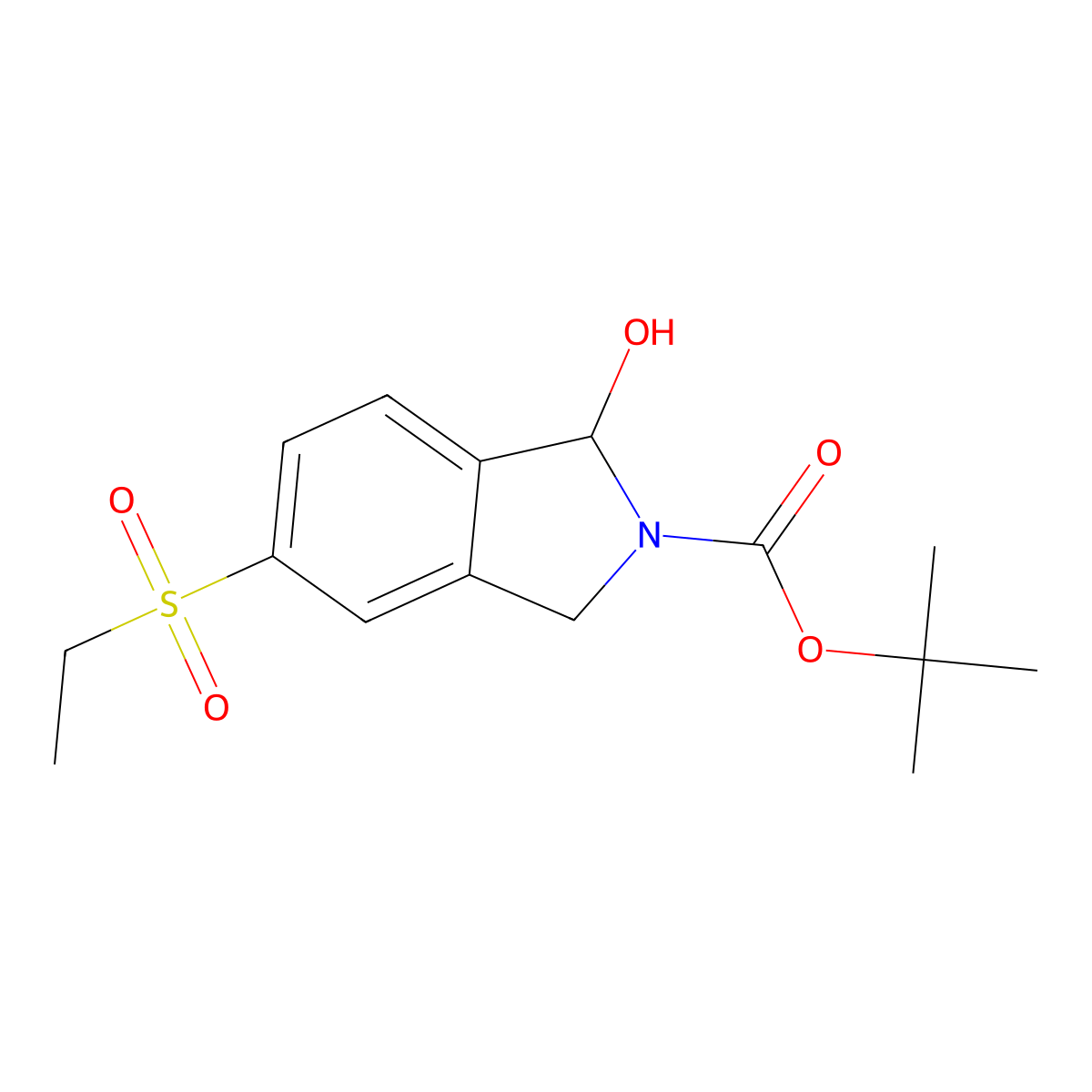 Tert-butyl 5-ethylsulfonyl-1-hydroxy-isoindoline-2-carboxylate molecular structure, CAS 2101237-56-1