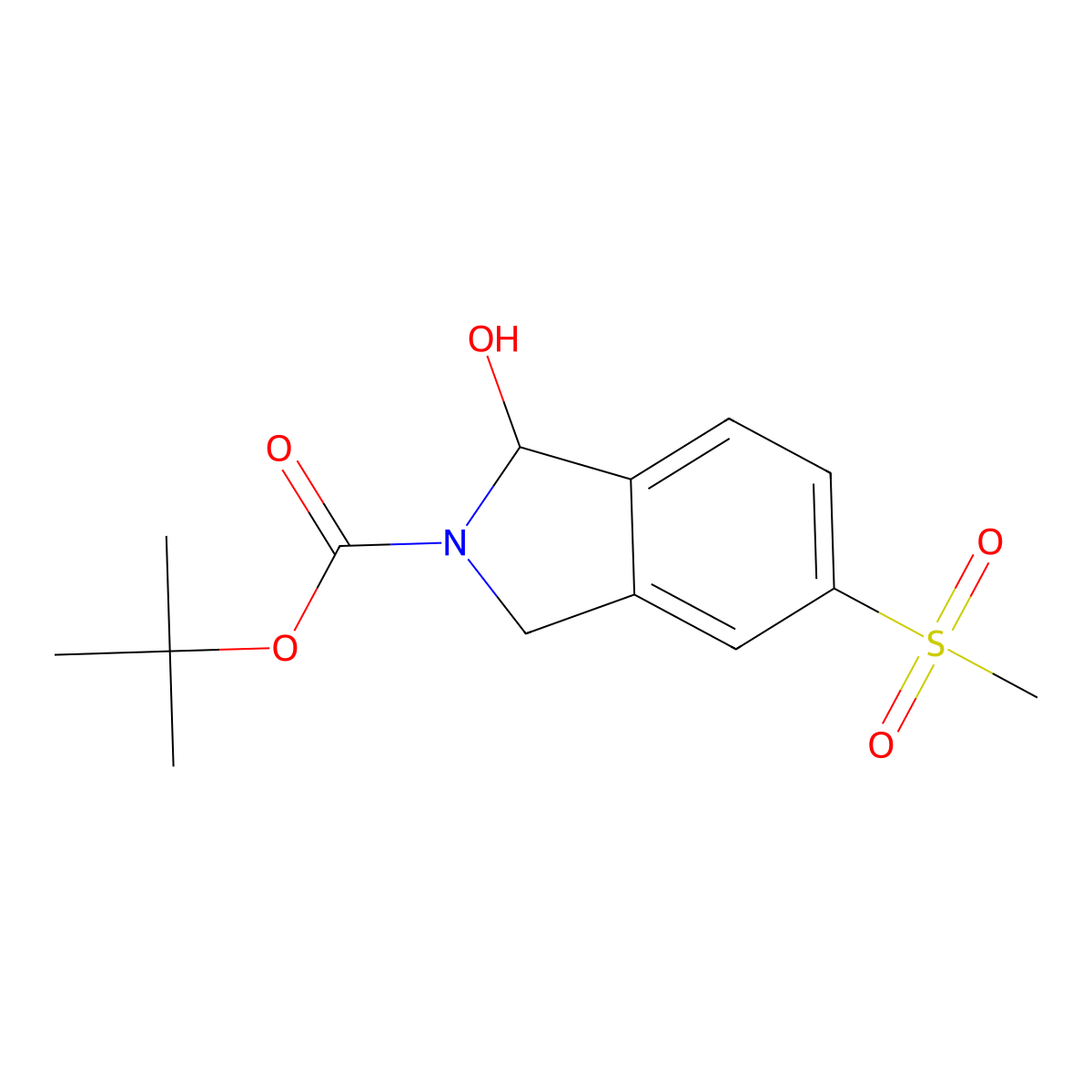 Tert-butyl 1-hydroxy-5-methylsulfonyl-isoindoline-2-carboxylate molecular structure, CAS 2101237-84-5