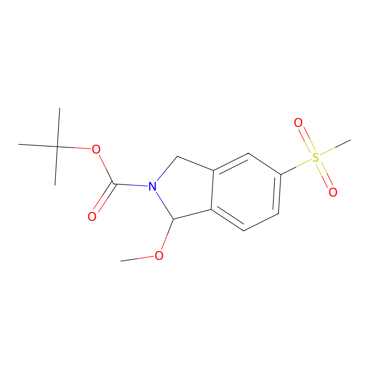 Tert-butyl 1-methoxy-5-(methylsulfonyl)isoindoline-2-carboxylate molecular structure, CAS 2101237-85-6