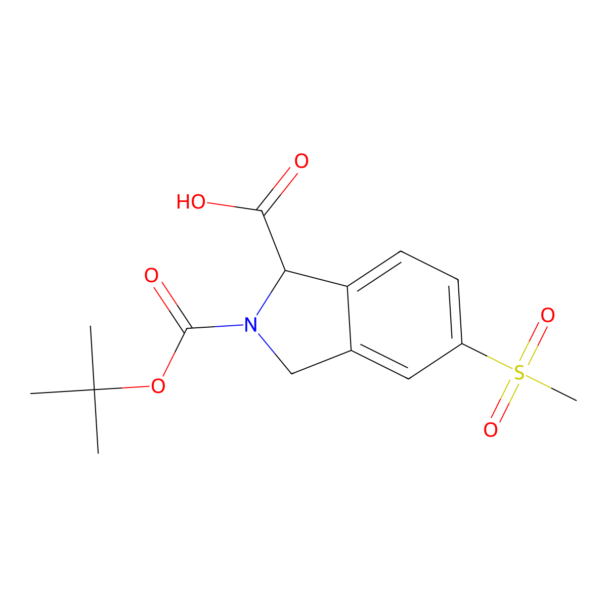 2-Tert-butoxycarbonyl-5-methylsulfonyl-isoindoline-1-carboxylic acid molecular structure, CAS 2101238-67-7