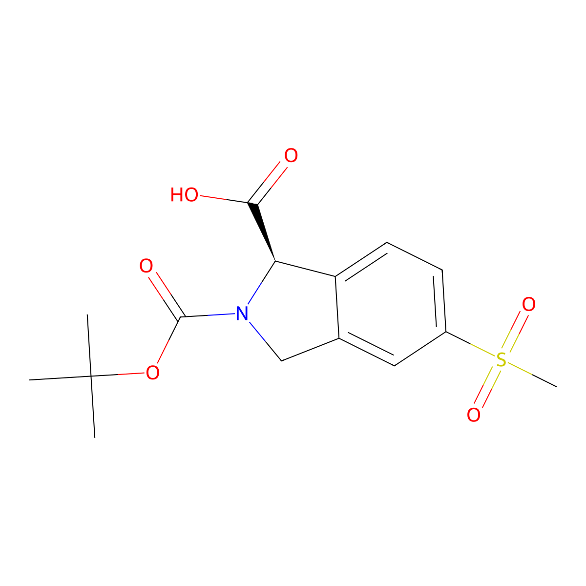 (R)-2-(tert-butoxycarbonyl)-5-(methylsulfonyl)isoindoline-1-carboxylic acid molecular structure, CAS 2101238-70-2