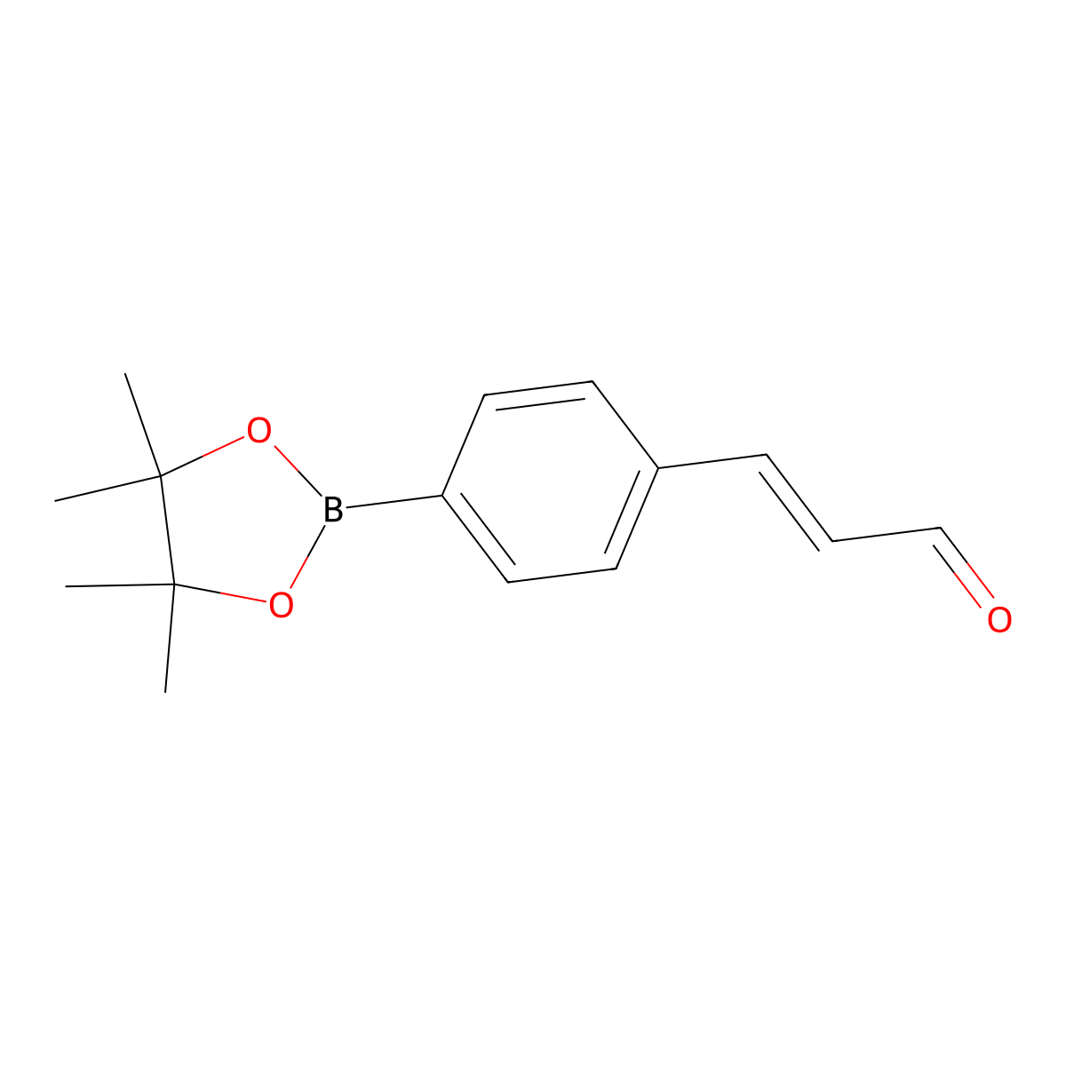 (2E)-3-(4-(4,4,5,5-tetramethyl-1,3,2-dioxaborolan-2-yl)phenyl)prop-2-enal molecular structure, CAS 2101285-79-2