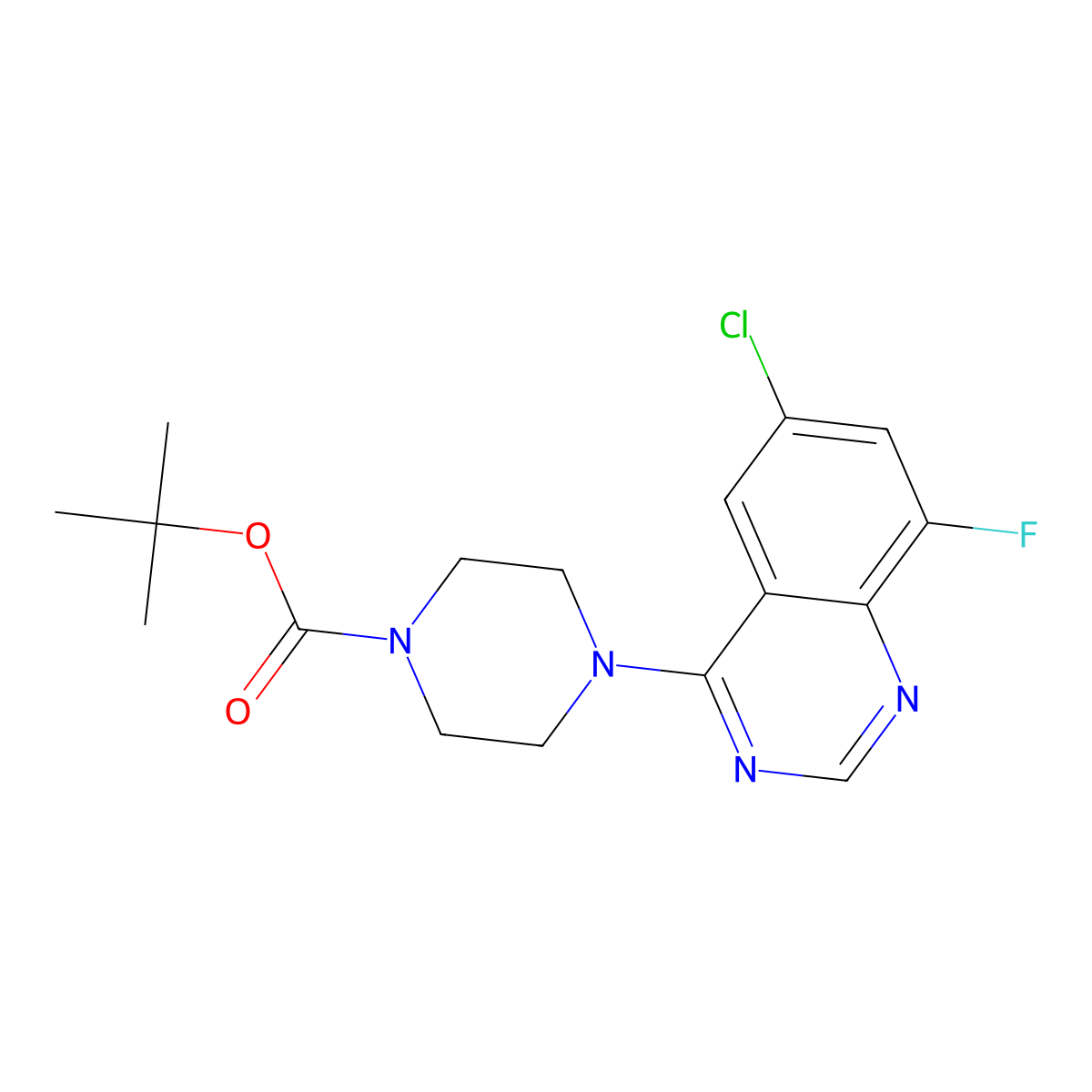 tert-Butyl 4-(6-chloro-8-fluoroquinazolin-4-yl)piperazine-1-carboxylate molecular structure, CAS 2101287-23-2