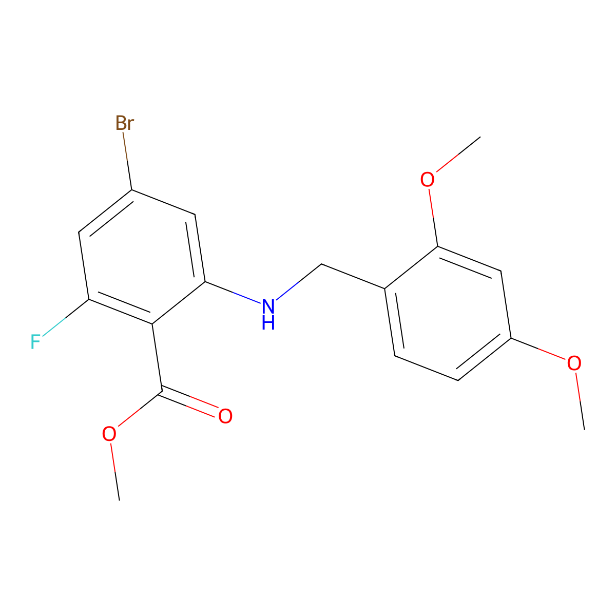 Methyl 4-bromo-2-((2,4-dimethoxybenzyl)amino)-6-fluorobenzoate molecular structure, CAS 2101294-62-4