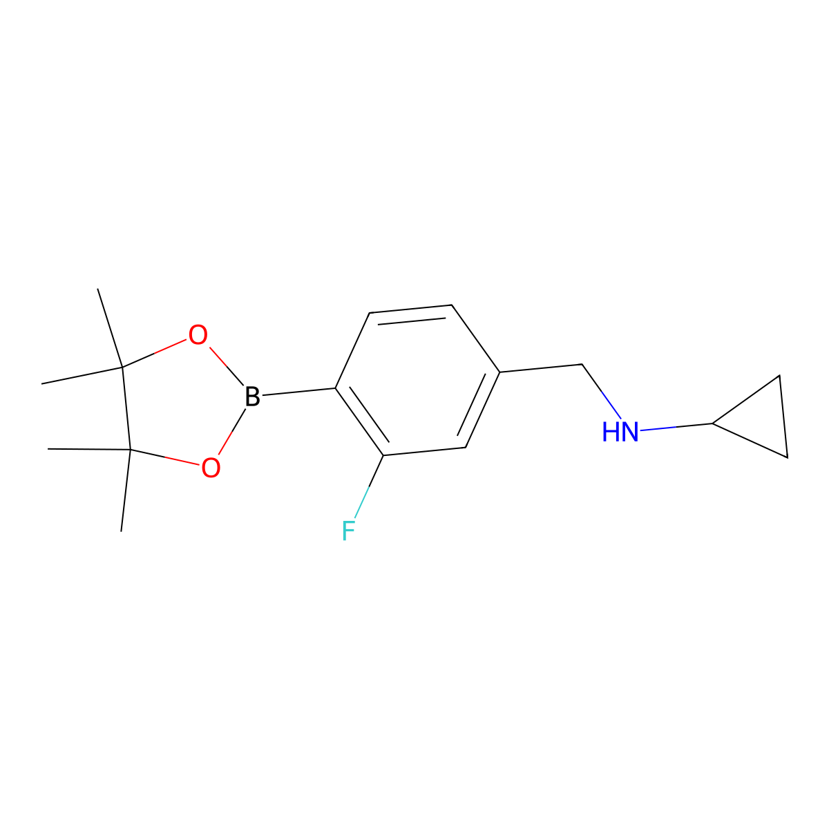 N-(3-Fluoro-4-(4,4,5,5-tetramethyl-1,3,2-dioxaborolan-2-yl)benzyl)cyclopropanamine molecular structure, CAS 2101295-13-8