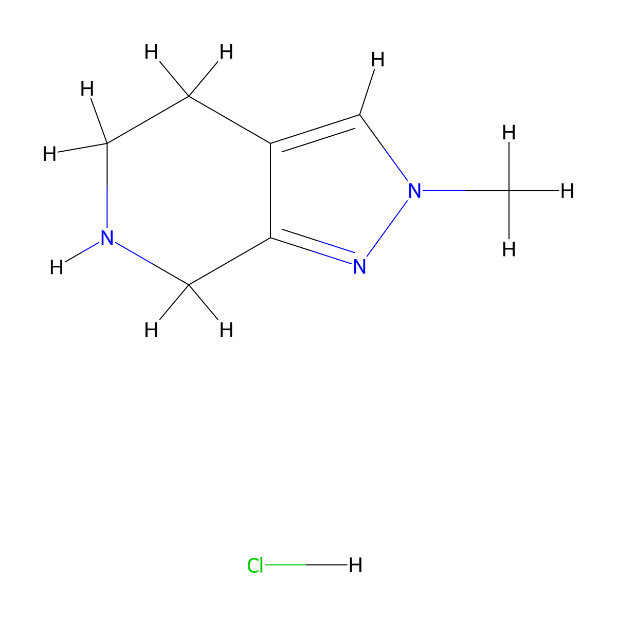 2-Methyl-4,5,6,7-tetrahydro-2H-pyrazolo[3,4-c]pyridine hydrochloride molecular structure, CAS 2101323-73-1