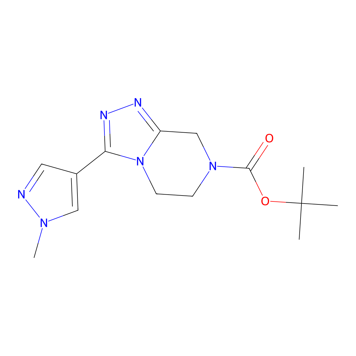 1,1-Dimethylethyl 5,6-dihydro-3-(1-methyl-1H-pyrazol-4-yl)-1,2,4-triazolo[4,3-a]pyrazine-7(8H)-carboxylate molecular structure, CAS 2101323-79-7