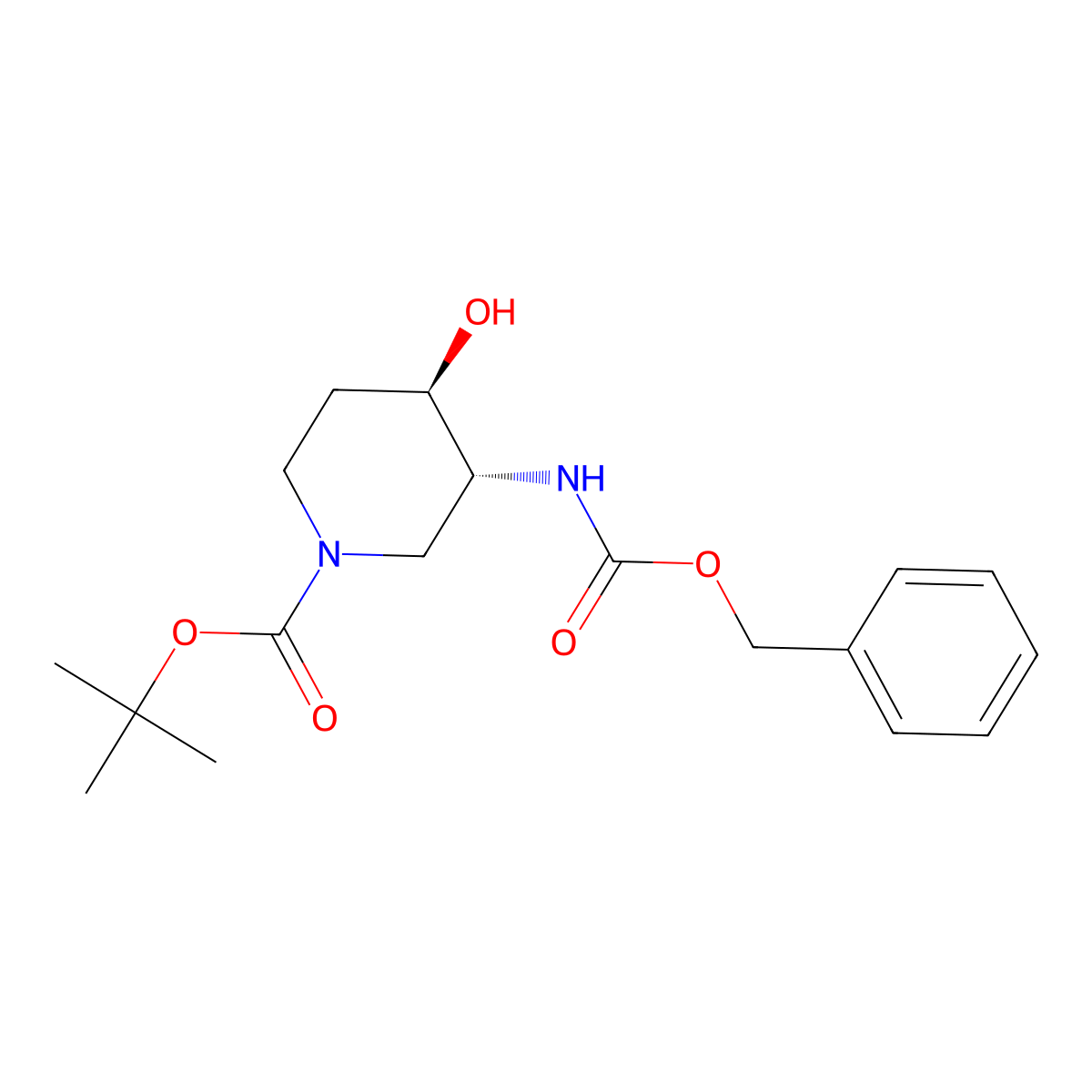 rac-tert-butyl (3R,4R)-3-{[(benzyloxy)carbonyl]amino}-4-hydroxypiperidine-1-carboxylate molecular structure, CAS 2101333-10-0